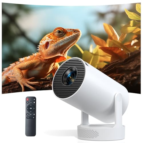 Mini Projector 1080P FHD 4K Supported, Portable Projector with Android 11 OS, WiFi 6 & Bluetooth 5.0, 300 ANSI Lumens, Auto Vertical Keystone, HiFi Speaker for Home Entertainment(White)
