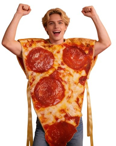 Costume di Halloween a Tema Pizza,Vestito Divertente Da Cibo Cosplay Realistico - Costume A Fetta Di Pizza Per Halloween | per Giochi di Ruolo Carnevale Festa in Maschera Adulti Bambini Compleanno all