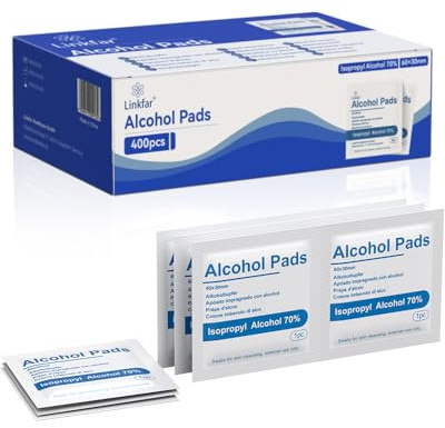 LINKFAR Alkoholtupfer, Reinigungstücher 70% Isopropanol, 400 Stück