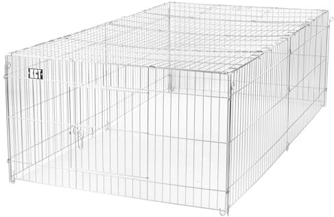 KCT Large Enclosed Roof Metal Pet Playpen Run for Dogs, Cats, Rabbits, Chickens and More