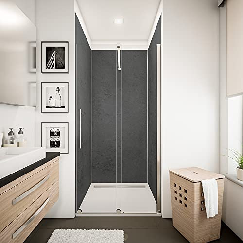 Schulte lot 3 panneaux muraux 100 x h.210 cm + 5 profilés (2x finition, 1x extension, 2x angle), revêtement salle de bain douche, épaisseur 3 mm, ardoise, avec des cales