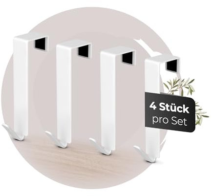 MDCASA Premium Türhaken I Türhaken zum Einhängen inkl. Filzpad I 4 hochwertige & stabile Haken zum Einhängen für alle gängigen Türen