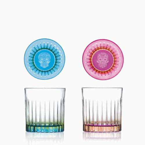 RCR Crystal Pedro & Rosa Old Fashioned Tumblers 12.6oz / 360ml - Pack of 6 - Coloured Vintage Glasses