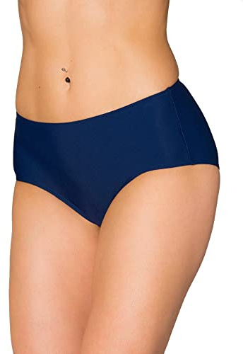 Aquarti Women's Bikini Bottom with Mid Waist and Wide Sides, Dark Blue, 12