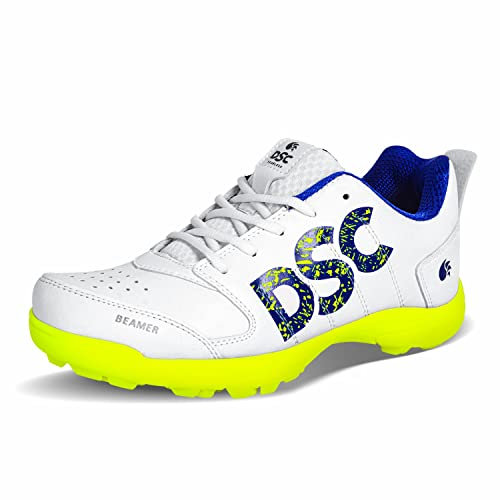 DSC Beamer Cricket Shoes Size 2 UK (Fluro Yellow-White)