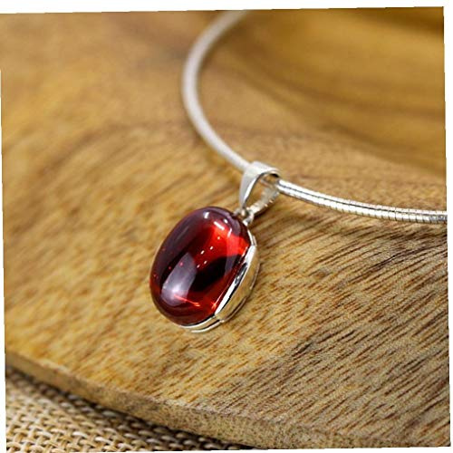 Zonster Collana Semplice Ciondolo Granato Naturale Femminile Ciondolo in Pietra, Confezione da 1 (Red)