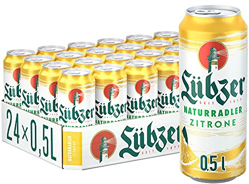 Lübzer Naturradler Zitrone, Radler Dose (24 x 0,5 L), Dosenbier Biermischgetränk - Alster - Bier