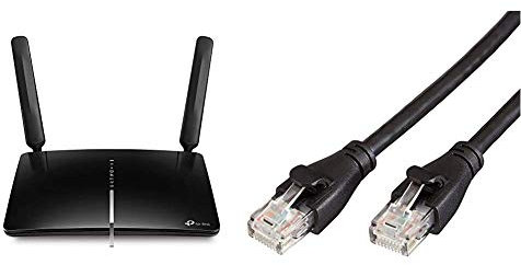 TP-Link Archer MR600 AC1200 Mbps LTE Router Dualband 4G + Cat6-Gigabit-WLAN Router, schwarz & Amazon Basics Ethernet-Netzwerkkabel, RJ45, Cat6, 7,6 m, 1.000Mbit/s