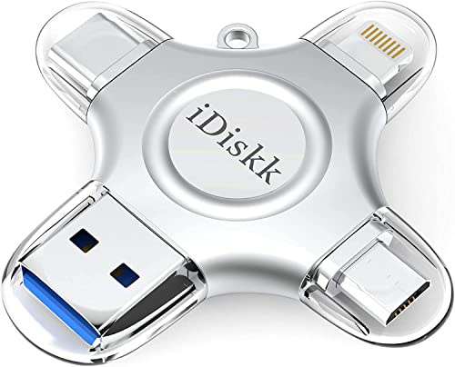 iDiskk App-le MFI Certified 512GB,Flash Drive for iPhone Photo Stick,for iPhone 17/16/15,Flash Drive for Photos and Videos,iPhone USB Storage,Photo Stick, for iPad Android Samsung (4 in 1)