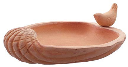 Benera Vogeltränke Vogelbad Vogelbrunnen Vogeldusche aus Terracotta für Garten Balkon Terrasse Draußen Außen 37 x 31 x 12 cm