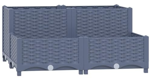 vidaXL Hochbeet Blumenkasten Gartenbeet Pflanzkasten Gemüsebeet Pflanzbeet Frühbeet Blumenbeet Pflanzkübel Blumenkübel 80x80x38cm Polypropylen