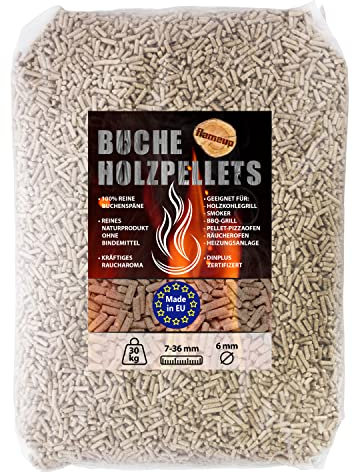 Buche Pellets 30 kg Grill Smoker Holz Pizzaofen BBQ Pellet Outdoor Ofen Grillen Chunks Holzpellets Garten Räuchern Pizza Wood Smoke Zubehör Rauch Flameup
