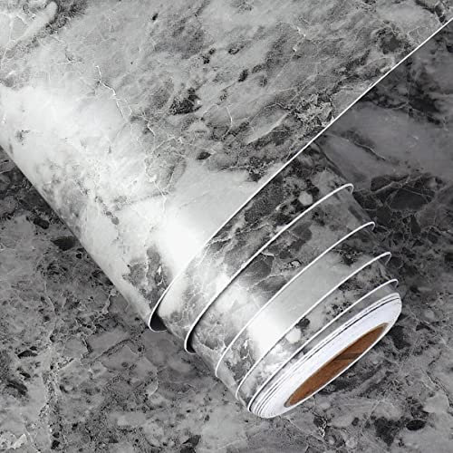 FunStick Papel Adhesivo para Muebles Gris Vinilo Adhesivo Muebles Cocina Marmol Papel Pintado Autoadhesivo Impermeable Vinilos para Muebles Espesar para Encimera Cocina Baño Tocador Mesa 40CM x 2M