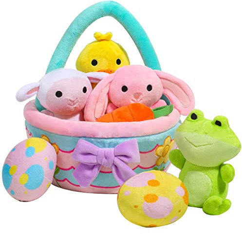 JOYIN 8 PCS Panier pour la Peluche de Pâques, Style de Pâques de Pâques, Peluches de Jeu pour la fête à thème de Pâques, décorations, Cadeaux de Pâques pour bébé