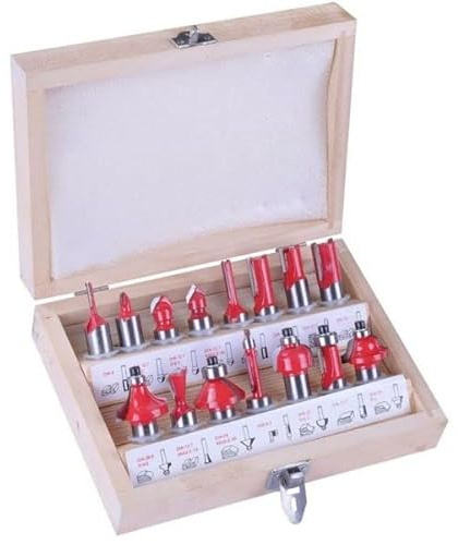 Kit da 15 Frese per Legno Gambo 6mm per Fresatrice a Pantografo Frese per Scanalature Legno Frese per Lavorazione Legno Frese per Bordi Cornici