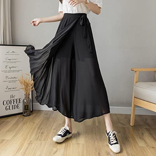 Yujun Frühlings-Sommer-Neue Art-koreanische Frauen-Plissee-Chiffon-Hose-hohe Taillen-Hosen Hakama-beiläufige breite Bein-Pantalones