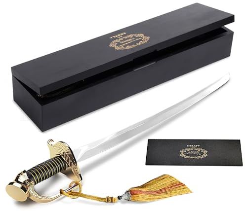 Champagne Saber with Golden Handle & Wooden Gift Box,Pirate Sword Champagne Opener,Sparkling Wine Knife,Champagne Knife Unique Openning Wine with Sabr (Silver）