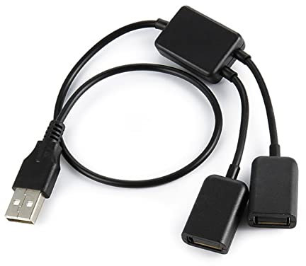 iJiZuo USB Y Splitter Cable 0.3M, OTG Extension Cable USB A 1 Male to 2 Dual Female, USB Y Splitter Adapter Dual USB 2.0 Extension Cable, Y Splitter Hub Power Adapter Cable