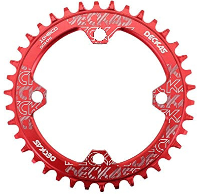 Kettenblatt Runder Fahrradkettenrad 10 4BCD 40 42 44 46 48T 50 52 Zahn MTB Bike Mountainbike-Ketten-Ringkettenrad 104 BCD KettenbläTter (Chainwheel Teeth : 44T, Color : Red)