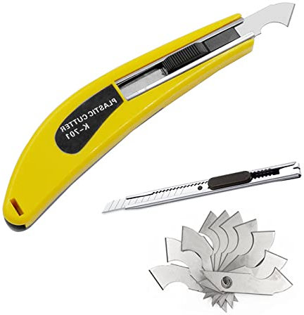YouU 2 Stück Acrylschneider Set Gelber Plexiglas-Blattschneider Ritzmesser-Werkzeug Mehrzweckschneider mit Schneidklinge 10 Klingen