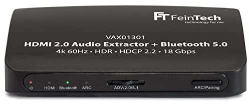 FeinTech VAX01301 Convertitore adattatore per estrattore audio HDMI Splitter 5.1 con trasmettitore Bluetooth 4K 60Hz ARC