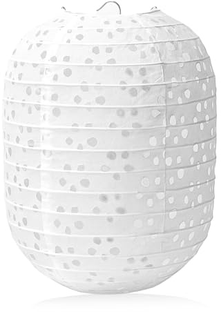 12Pack White Paper Lanterns Decorative Chinese Japanese Hanging Paper Lanterns Party Decorations 6.3Inch Oval Hollow Lamps for Valentines Wedding Anniversary Baby Shower Outdoor Indoor Birthday Decor