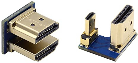 NFHK Juego de 2 conectores HDMI a Micro HDMI tipo A a tipo D macho opuesto en forma de U en ángulo trasero para Raspberry PI 3B/3B+/4B