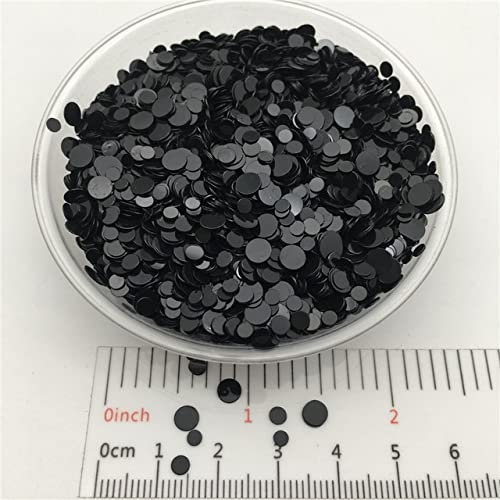 20 g schwarze PVC-Pailletten, lose Pailletten, Glitzerpailletten für Nagelkunst, Maniküre, Hochzeitskonfetti, Zubehör für Ornamente/Kunsthandwerk, 2 mm Punkt, 150 g