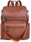 ECOTISH Women PU Leather Backpack Waterproof Casual laptop bag School Shoulder Bag for Ladies (brown)