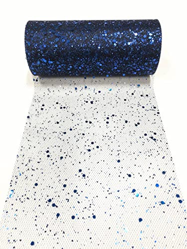 CaiiBtntgb 15cm x 22,8m Glitzer Tüll Stoffrolle Hexagon Pailletten Mesh Stoff Spule Tutu Rock Bady Dusche Hochzeitsfeier Geburtstag Dekoration (Tiefes Königsblau)