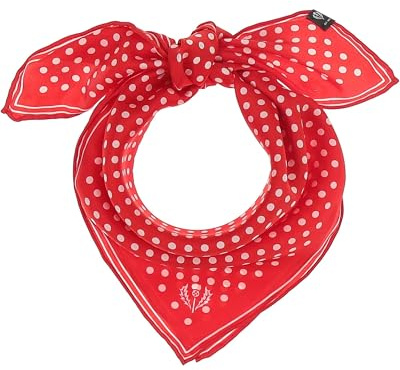 FRAAS Halstuch Damen gepunktet - 51 x 51 cm Größe - Nickituch Seide - Seidentuch für Damen mit Polka Dots Muster - Bandana Tuch perfekt für den Sommer True Red