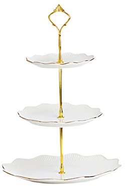 OQHAIR Soporte para Tartas Soporte para Magdalenas de 3 Niveles Soporte para Servir de Estilo Europeo para Pasteles Bandeja para Servir Frutas Soporte para Magdalenas Soporte para postres