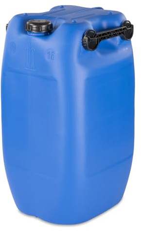 kanister-vertrieb® 60 L Getränke- Wasserkanister Blau mit Schraubdeckel (DIN 71) | Lebensmittelecht | Tragbar 3 stabile Griffe | Farbe blau | ohne BPA