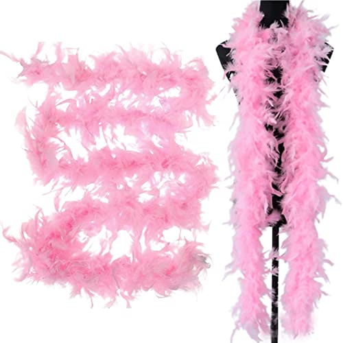 kupan Rosa Federboa – 2 Meter Lange Federboa Für Frauen Zum Basteln, Flauschige Federboa, DIY-Kostümzubehör Für Mädchen, Weihnachten, Karneval, Tanzen, Hochzeitsfeier