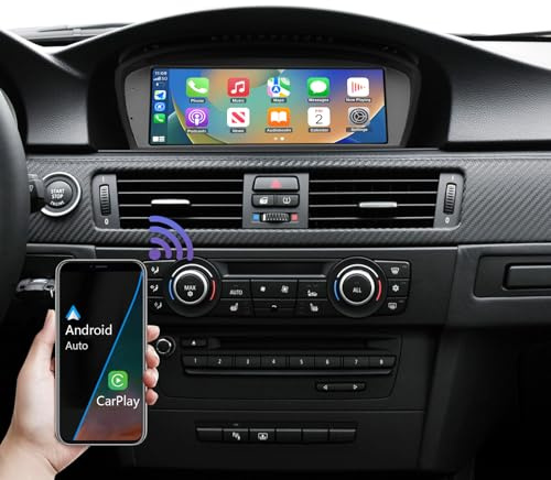 Road Top 8.8 Inch Car Touchscreen Wireless CarPlay Car Stereo Receiver for BMW 3 Series 5 Series E90/E91/E92/E93/E60/E61 2008-2013 Year with CIC System, Support Wireless Android Auto, Mirrorlink