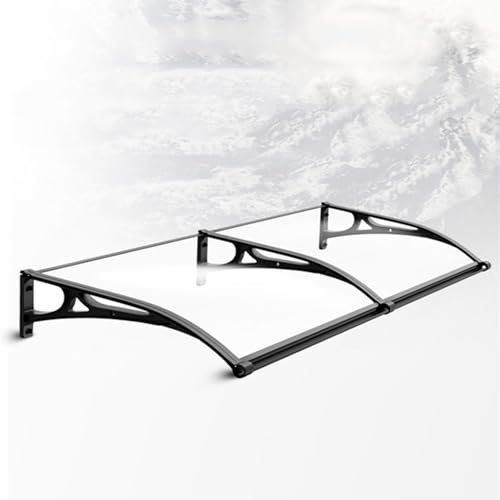 Überdachung Pultvordach mit Regenrinne,Markise Fenster Aluminium Schwarzer Bügel und Transparente Platte Polycarbonat,Pavillion Türvordach Regenschutz Beständiger,EingangstürTürdach (60×160cm)
