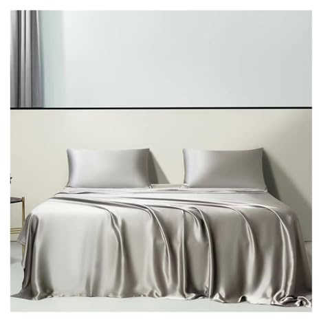 RUZGAR Bettlaken Betttuch Haustuch Laken 19-mm-Seiden ohne Gummizug 170x230cm 230x250cm 250x250cm Luxuriöse Seiden-Kühllaken Superseidene Weiche und Glatte (Color : Gray(Grey), Size : 170x230cm)
