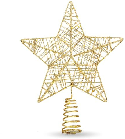 Christbaumspitze Stern - Baumspitze & Tannenbaum Aufstecker für Tannenbaum & Weihnachtsbaum zu Weihnachten - Tannenbaumspitze (Gold)