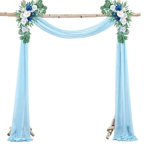 MOHUIED Hochzeit Drapieren Bogen Sheer Material Vorhänge for Hochzeiten Party Tüll Stoff Kulissen Chiffon Vorhänge Dekor Hochzeit Bogen Sheer VorhäNge Hintergrund(Sky Blue,75X300cm 2pc)