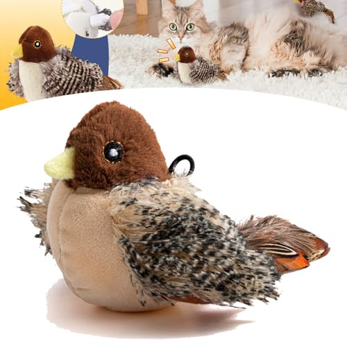 Donubiiu Katzenspielzeug - Simulierter Zwitschernder Vogel, Katzenspielzeug Vogel,zwitschernder Vogel Katze Spielzeug, Cat Toy,Interaktives zwitscherndes Vogel-Katzenspielzeug (1 Stück)