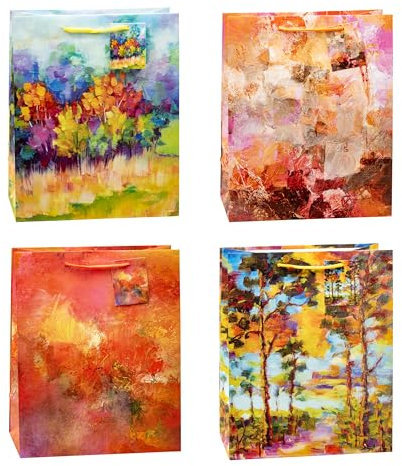 K3T Geschenktüten ART ON CANVAS, 4er Packung, Größe: Groß (HxBxT 32 x 26 x 13,5 cm), Art. Nr. 87319