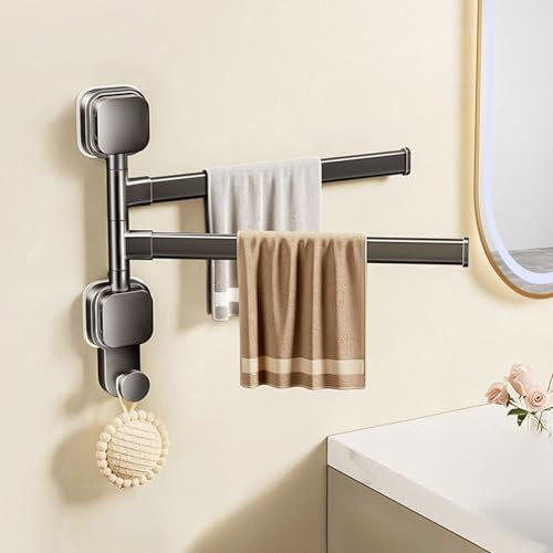 MLOQI Handtuchhalter ohne Bohren, Handtuchstange Selbstklebend Wandmontage für Badezimmer Küche (2 Arme)