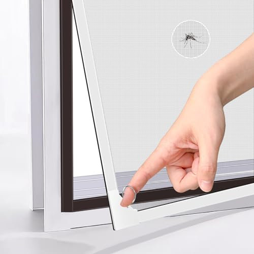 MLEJU Moustiquaire Fenêtre Magnétique, Moustiquaire jusqu'à 150x180 cm, Taille Ajustable avec Cadre Détachable, Moustiquaire en Fibre de Verre Montage Simple Pas de Perçage ni de Vissage