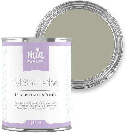 miafarben Möbelfarbe für Holz 750ml, Kreidefarbe, Möbellack ohne schleifen, Kreidelack (Zarter Olivenflair)