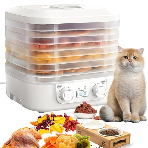 Déshydrateur Alimentaire Domestique, déshydrateur électrique à 5 Plateaux avec température et minuterie réglables, pour viandes séchées, Fruits, légumes, Snacks White