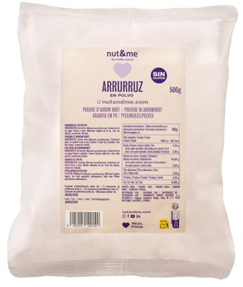 Arrurruz en polvo 500 gr nut&me | Keto | Espesante neutro | Sin aditivos | Sin OGM | Ideal para repostería y cocina |