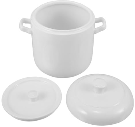 Cabilock Cerámica Blanca con Tapa y Asas Dobles Olla para Guisos con Baño María Conserva Nutrientes Cocina Equilibrada para Hogar y Restaurante