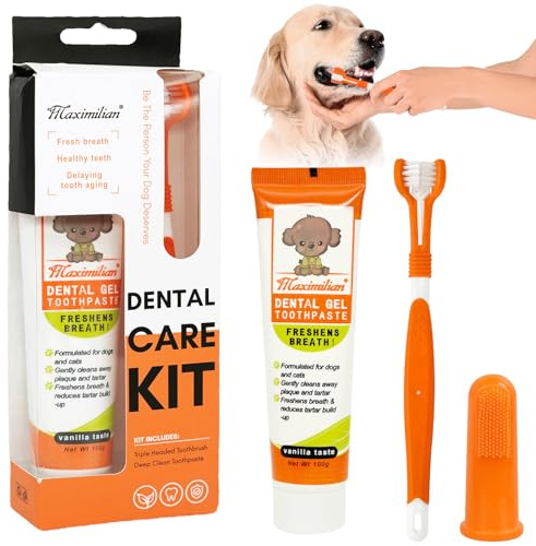 Hundezahnbürste,Hundezahnpasta Gegen Zahnstein,Fingerlinge Hunde Zahnpflege | Hundezahnbürste,Zahnpflege Hunde Katze Set für Einen Frischen Atem,Zahnreinigung,Zahnsteinentfernung
