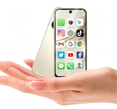 Longben Mini Smartphone Débloqué, Android 12.0 Petit Téléphone, 3,88 Screen, 4G Double SIM, 1950mAh, Face ID GPS WiFi OTG, 3+32 Go Beige