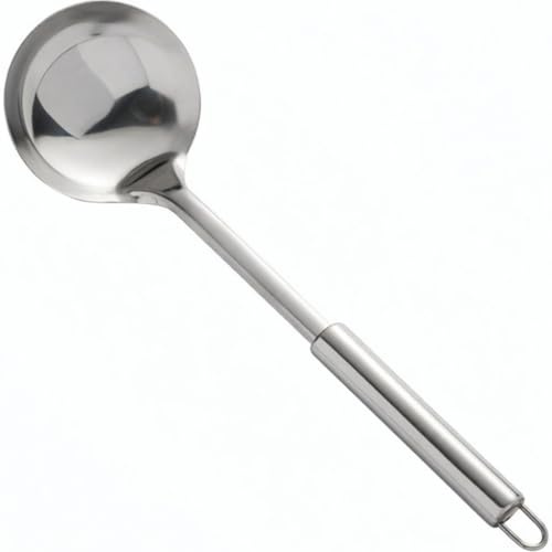Cucharón de sopa de acero inoxidable con vertedor, cucharón grande para sopa de cocina